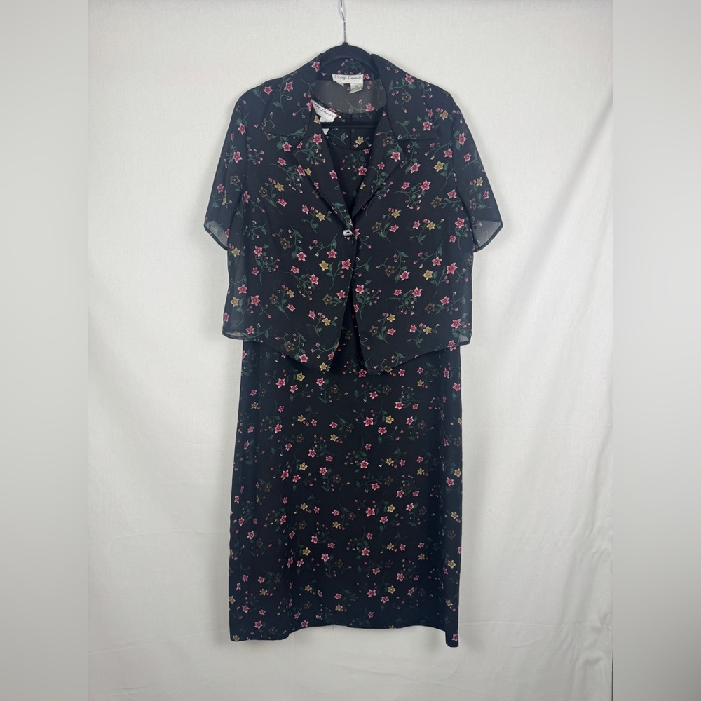 Betsy Lauren Floral Black Dress with Jacket